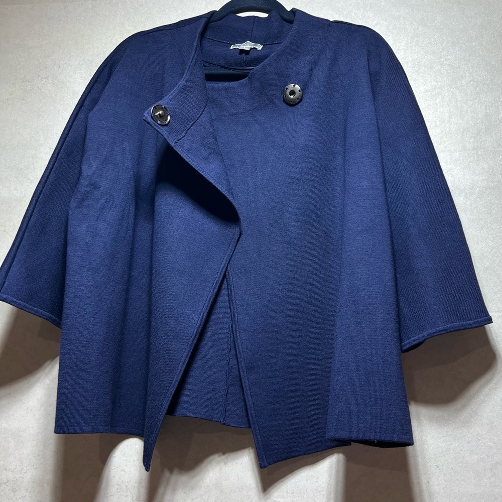 JM Collection Navy Blue Wrap Front Brooch Cardigan, Size Large - Picture 11 of 12